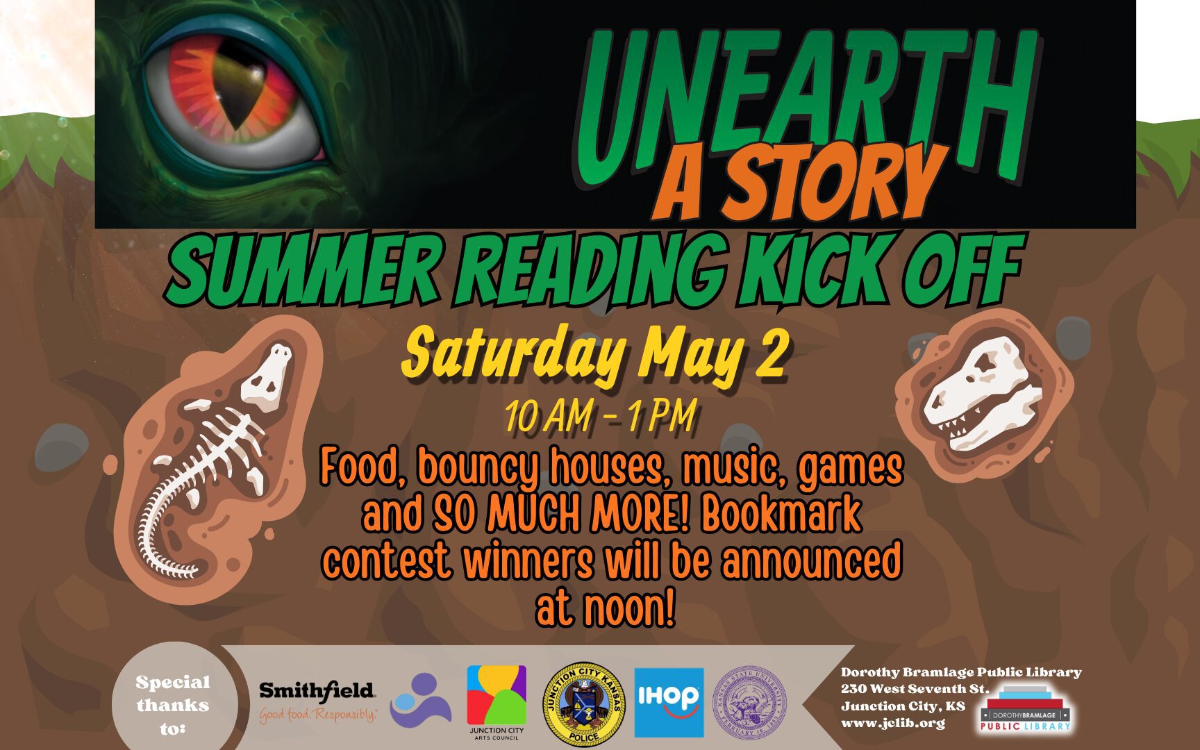 Flyer for Summer Reading Kickoff, May 2, 10 A.M. to 1 P.M.