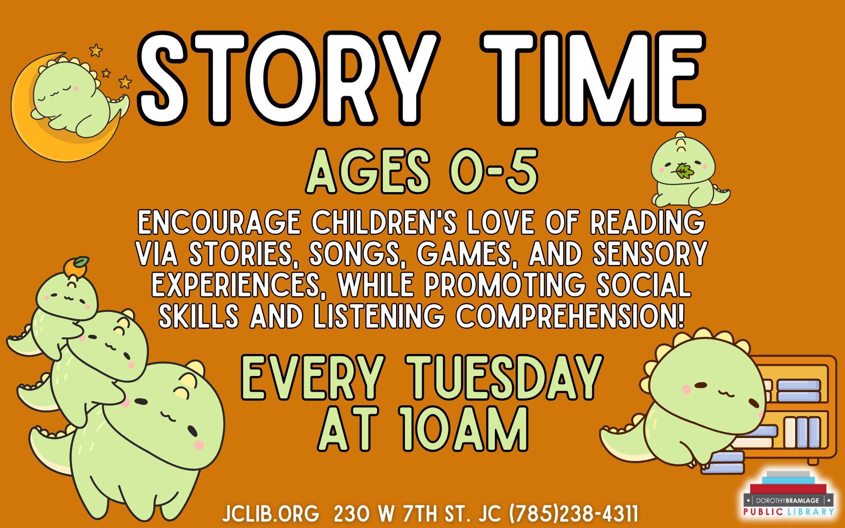 Flyer for Story Time, Tuesdays, 10 A.M.